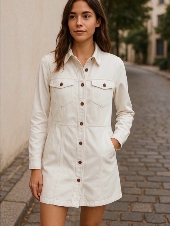 Frye Dresses & Skirts - Frye Cream Button-Front Shirt Dress - Size XS NWOT